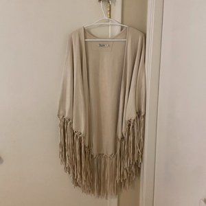 Tasha Polizzi Collection Cream Fringe Poncho